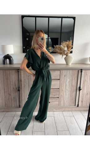 combinaison fluide vert sapin cérémonie tendance grecy été 2024 outfit ootd look