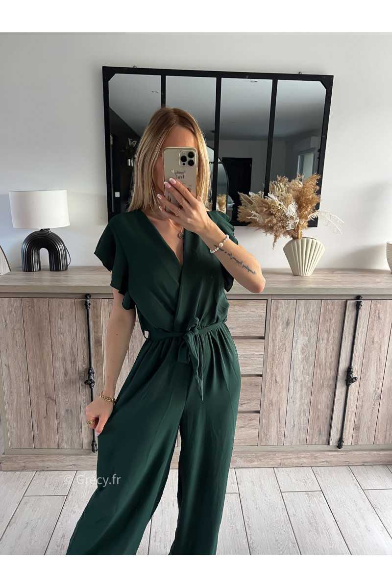 combinaison fluide vert sapin cérémonie tendance grecy été 2024 outfit ootd look