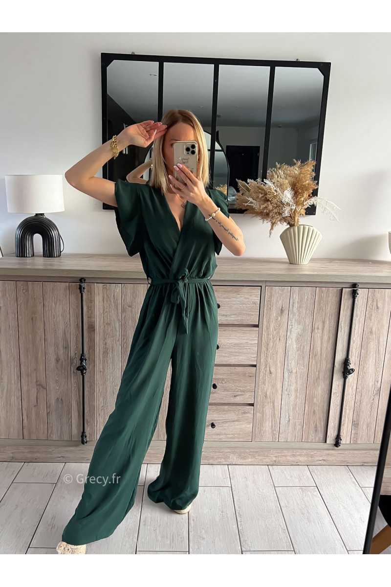 combinaison fluide vert sapin cérémonie tendance grecy été 2024 outfit ootd look