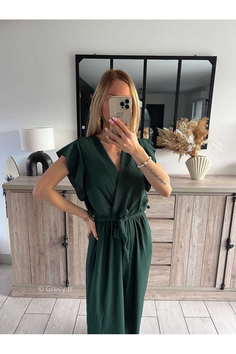 combinaison fluide vert sapin cérémonie tendance grecy été 2024 outfit ootd look