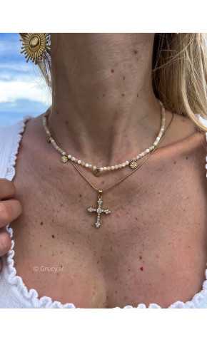 collier croix strass grecy bijoux acier inoxydable bijoux or doré
