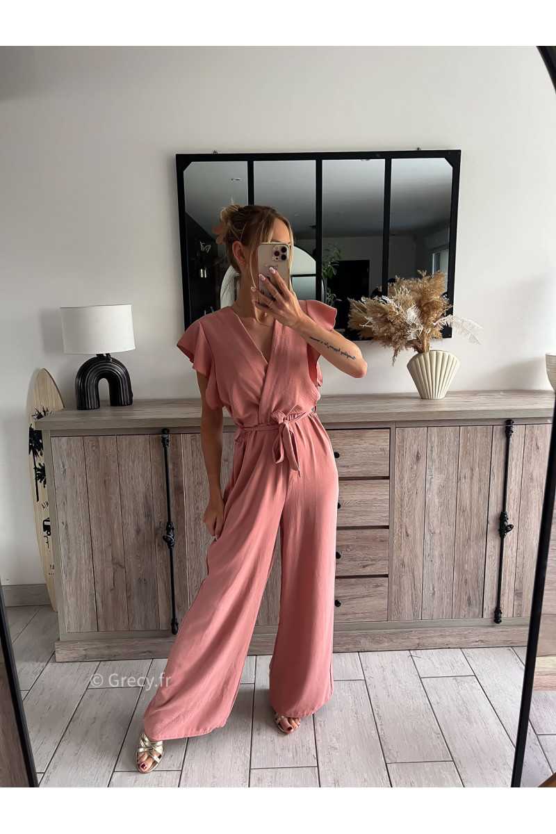 Combinaison pantalon fluide vieux rose grecy mode ootd outfit look printemps été 2024 mariage cérémonie chic