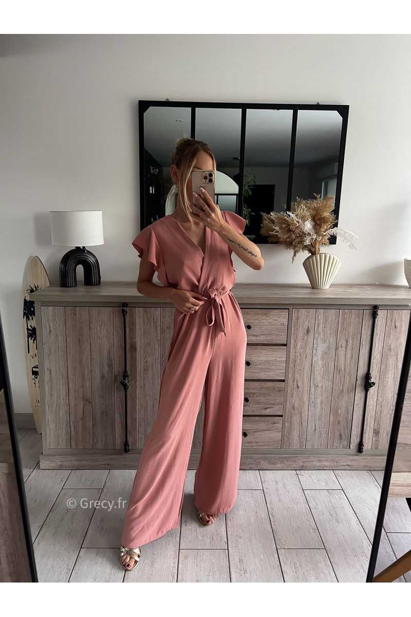 Combinaison pantalon fluide vieux rose grecy mode ootd outfit look printemps été 2024 mariage cérémonie chic