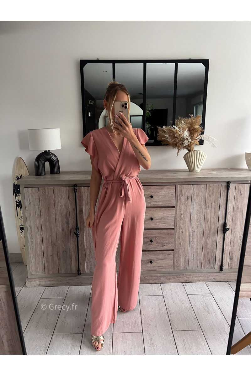 Combinaison pantalon fluide vieux rose grecy mode ootd outfit look printemps été 2024 mariage cérémonie chic