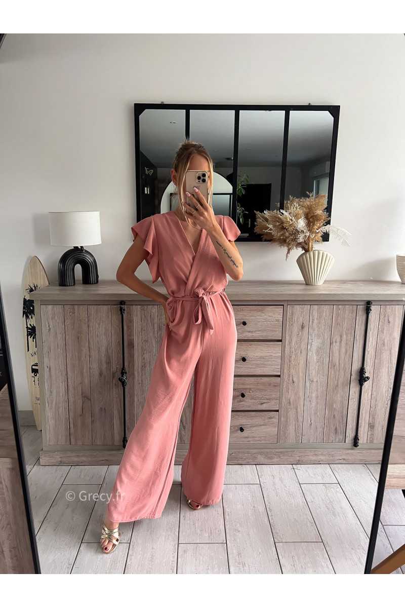 Combinaison pantalon fluide vieux rose grecy mode ootd outfit look printemps été 2024 mariage cérémonie chic