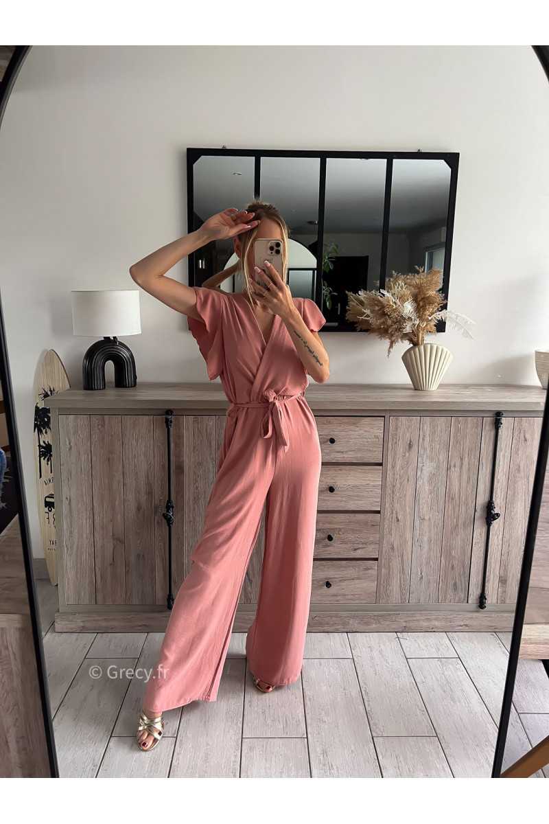 Combinaison pantalon fluide vieux rose grecy mode ootd outfit look printemps été 2024 mariage cérémonie chic