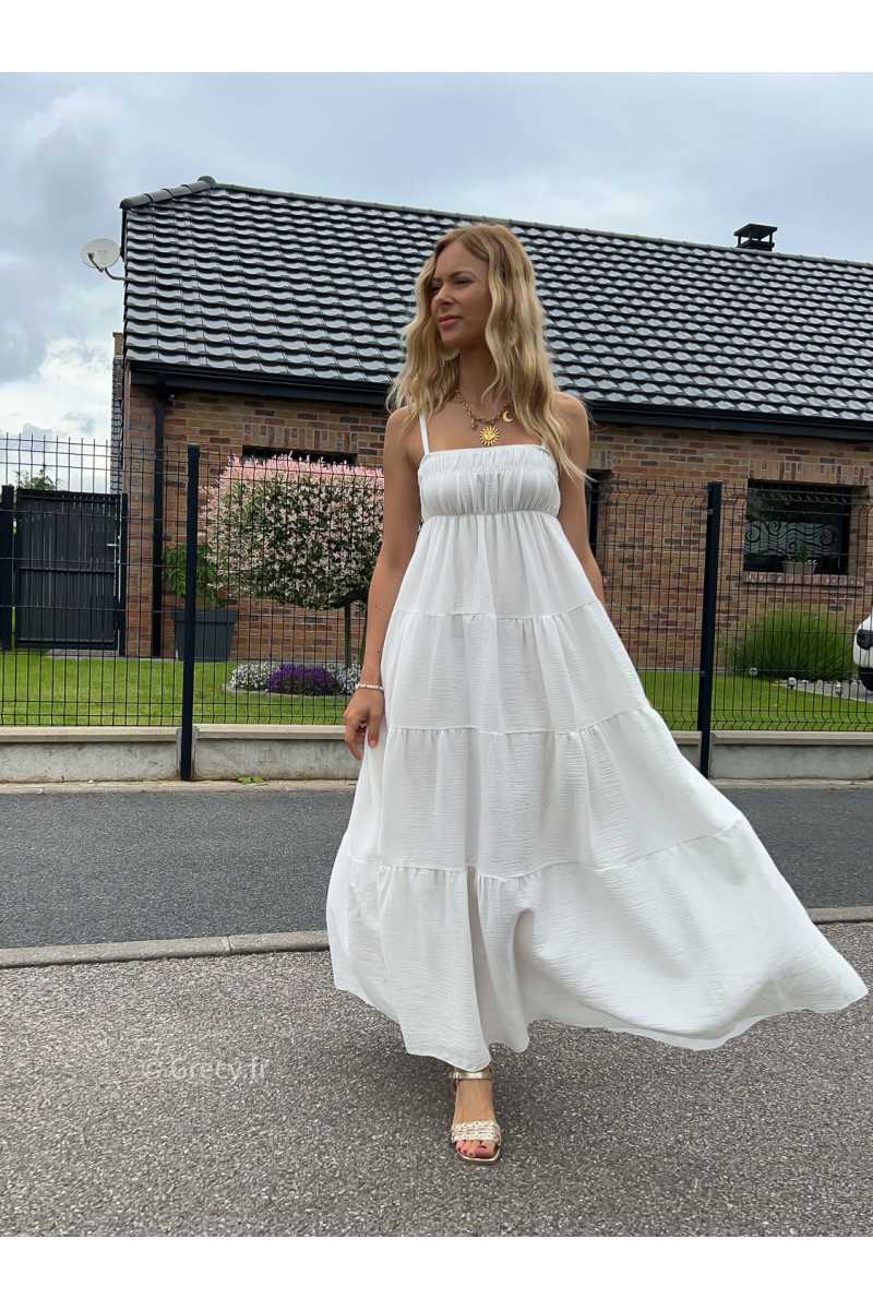 maxi dress blanche gaze de coton robe longue large été Summer 2024 mode tendance grecy look
