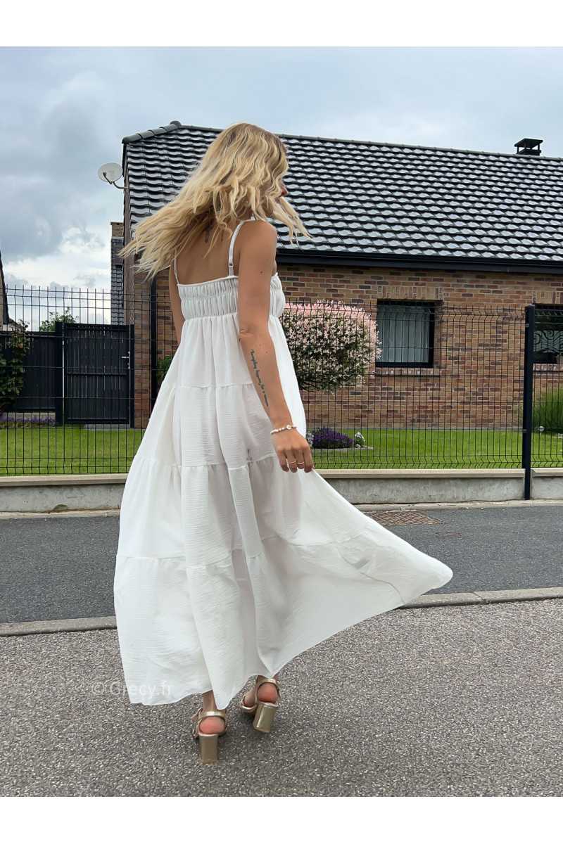maxi dress blanche gaze de coton robe longue large été Summer 2024 mode tendance grecy look