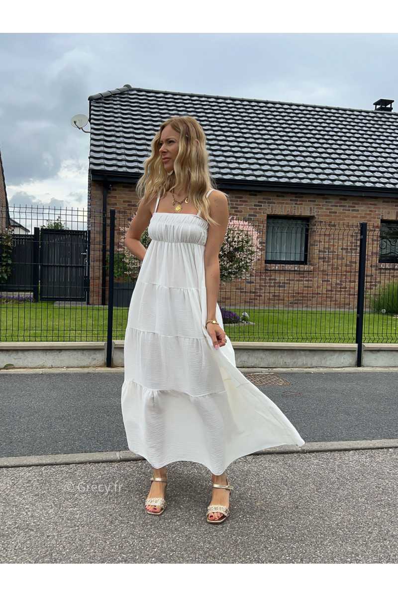 maxi dress blanche gaze de coton robe longue large été Summer 2024 mode tendance grecy look