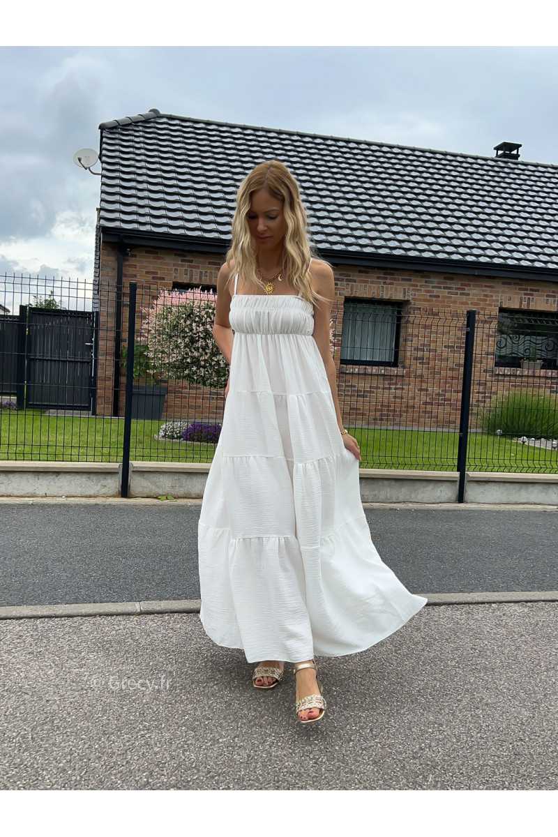 maxi dress blanche gaze de coton robe longue large été Summer 2024 mode tendance grecy look
