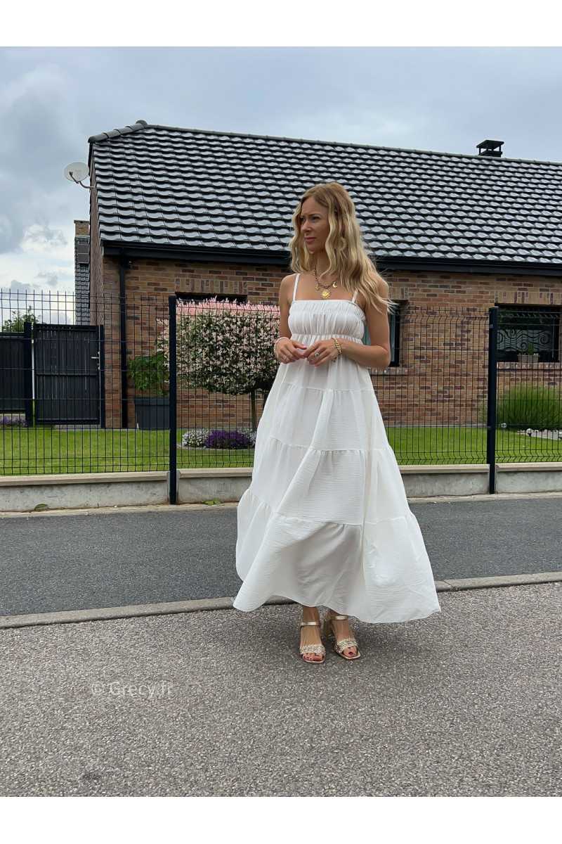 maxi dress blanche gaze de coton robe longue large été Summer 2024 mode tendance grecy look