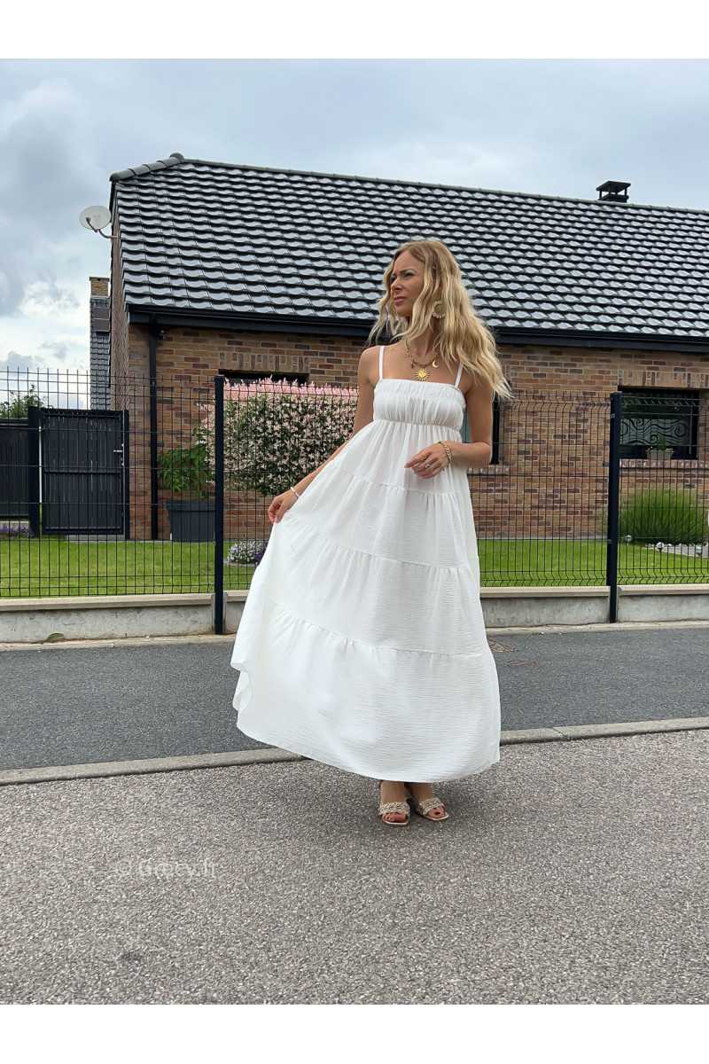maxi dress blanche gaze de coton robe longue large été Summer 2024 mode tendance grecy look