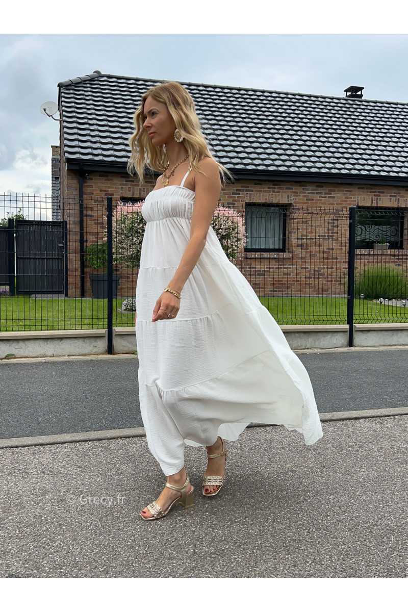 maxi dress blanche gaze de coton robe longue large été Summer 2024 mode tendance grecy look