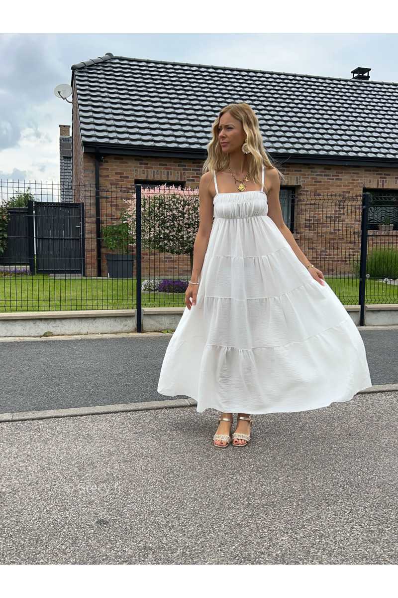 maxi dress blanche gaze de coton robe longue large été Summer 2024 mode tendance grecy look