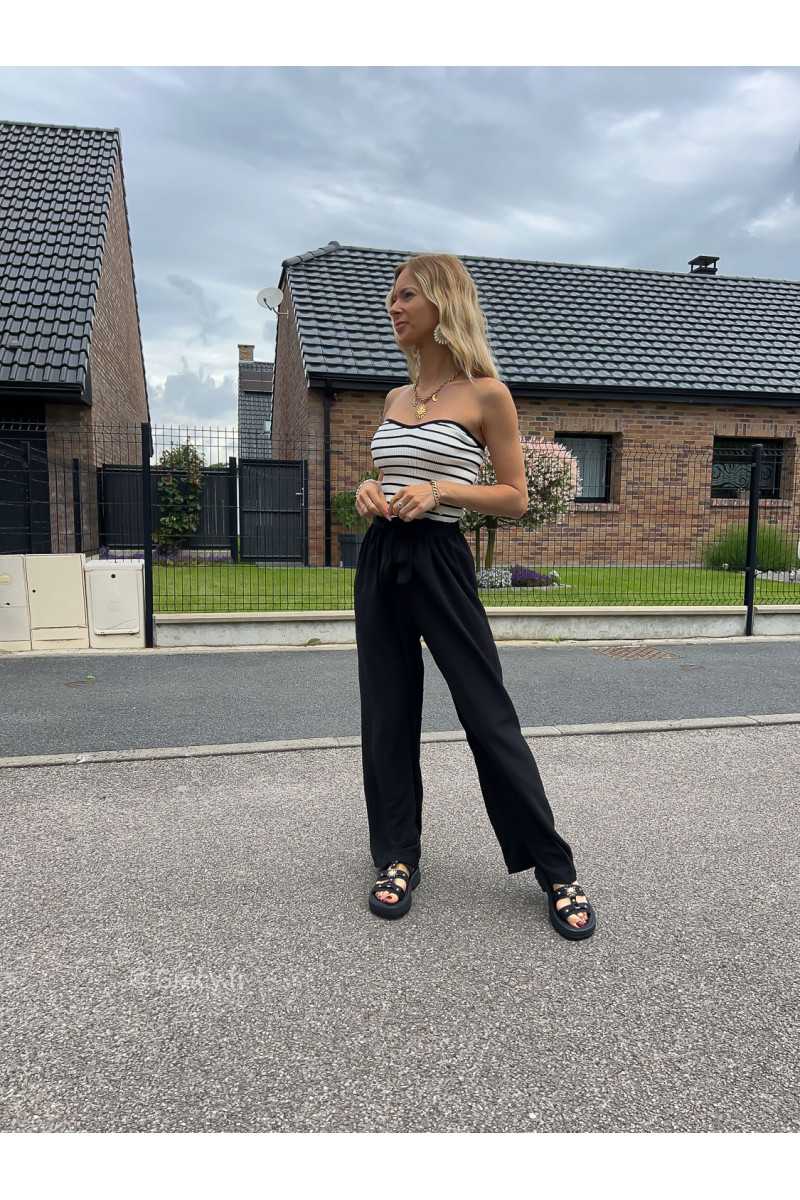 bustier rayures noir blanc maille été Summer 2024 mode tendance grecy look