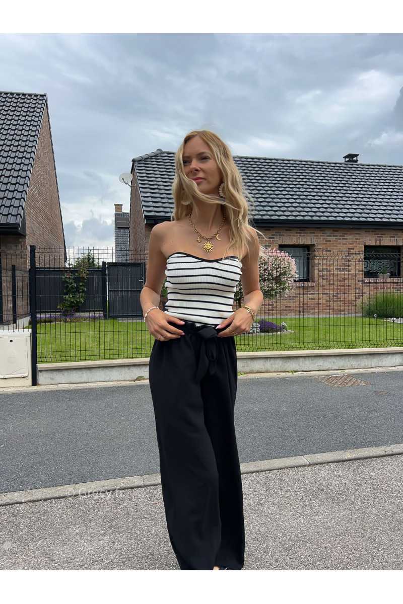 bustier rayures noir blanc maille été Summer 2024 mode tendance grecy look
