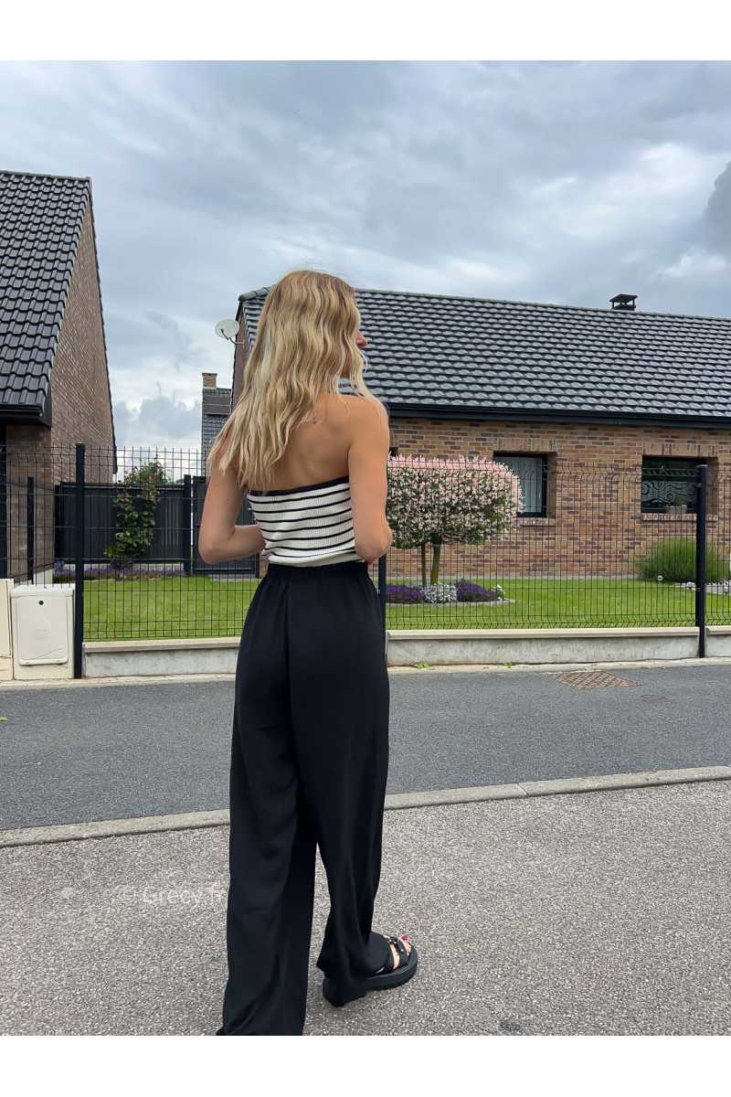 bustier rayures noir blanc maille été Summer 2024 mode tendance grecy look