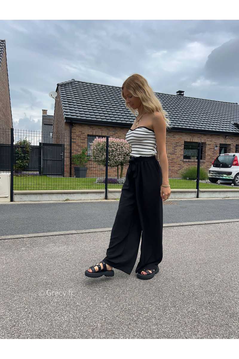 bustier rayures noir blanc maille été Summer 2024 mode tendance grecy look