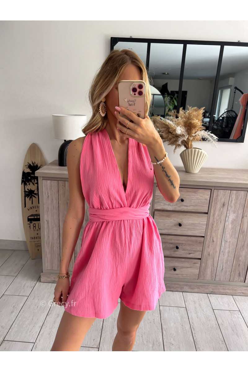 combishort rose corail multipositions grecy printemps été 2024 fluide léger mode look ootd