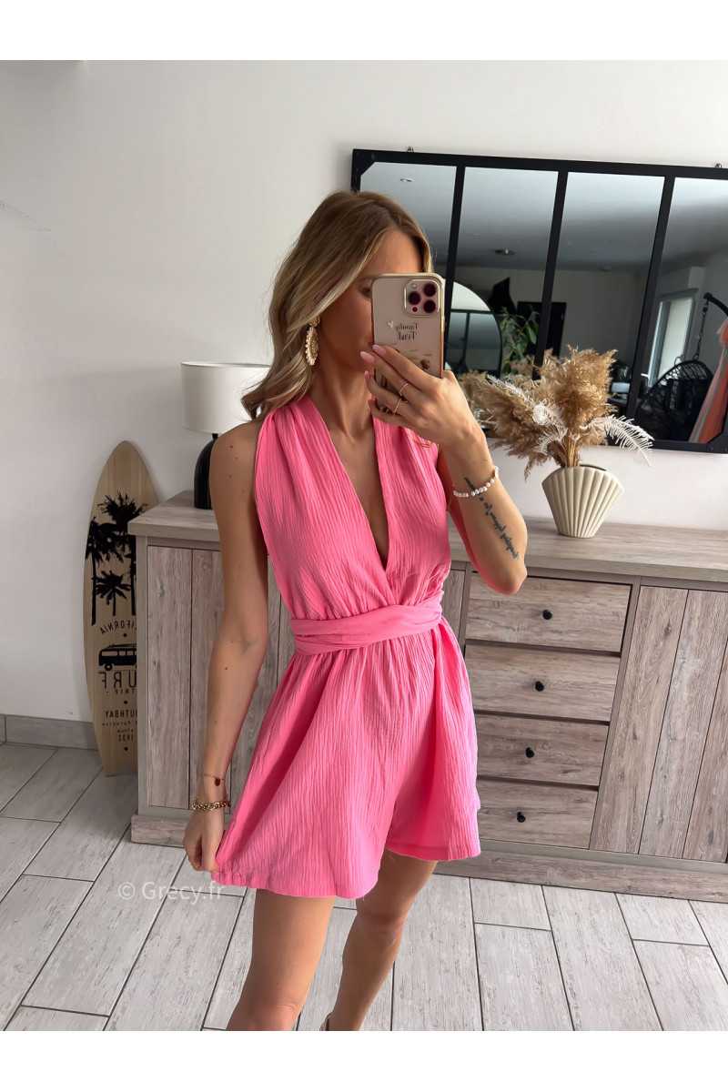 combishort rose corail multipositions grecy printemps été 2024 fluide léger mode look ootd