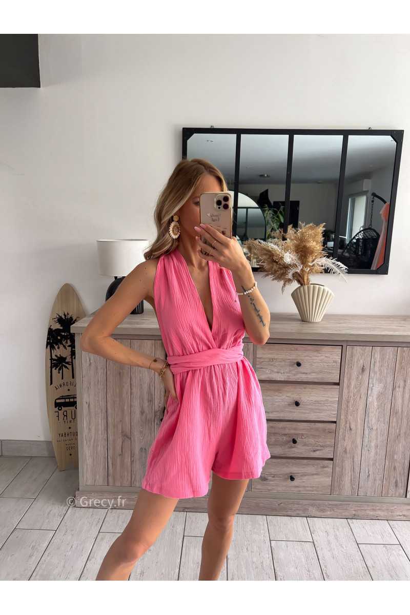 combishort rose corail multipositions grecy printemps été 2024 fluide léger mode look ootd
