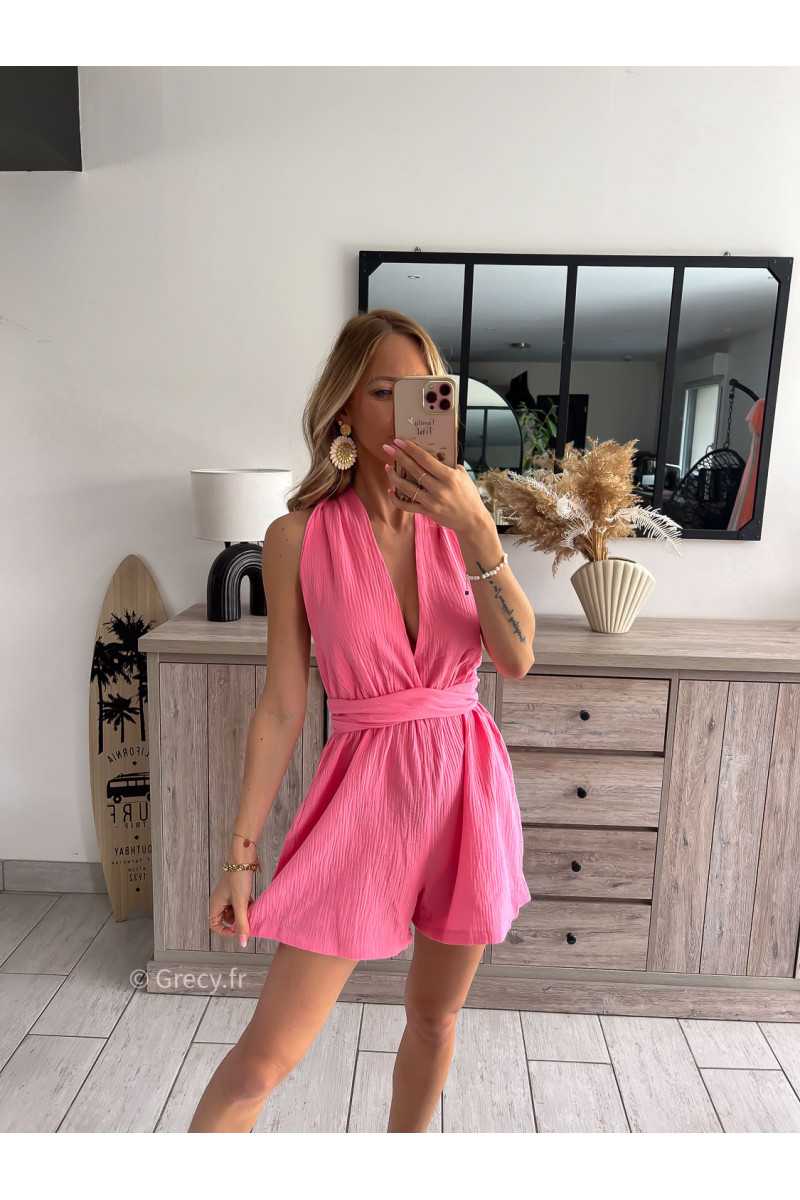combishort rose corail multipositions grecy printemps été 2024 fluide léger mode look ootd