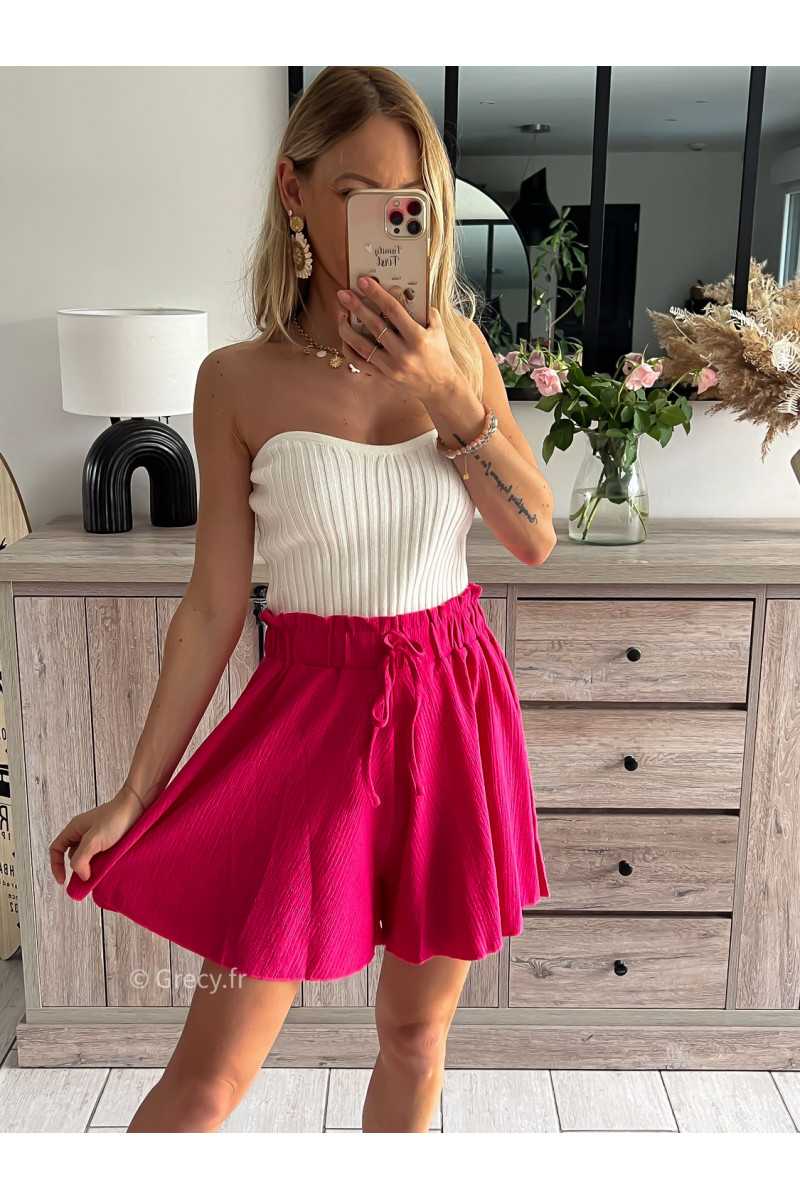 short fluide rose fuchsia grecy mode tendance look été 2024