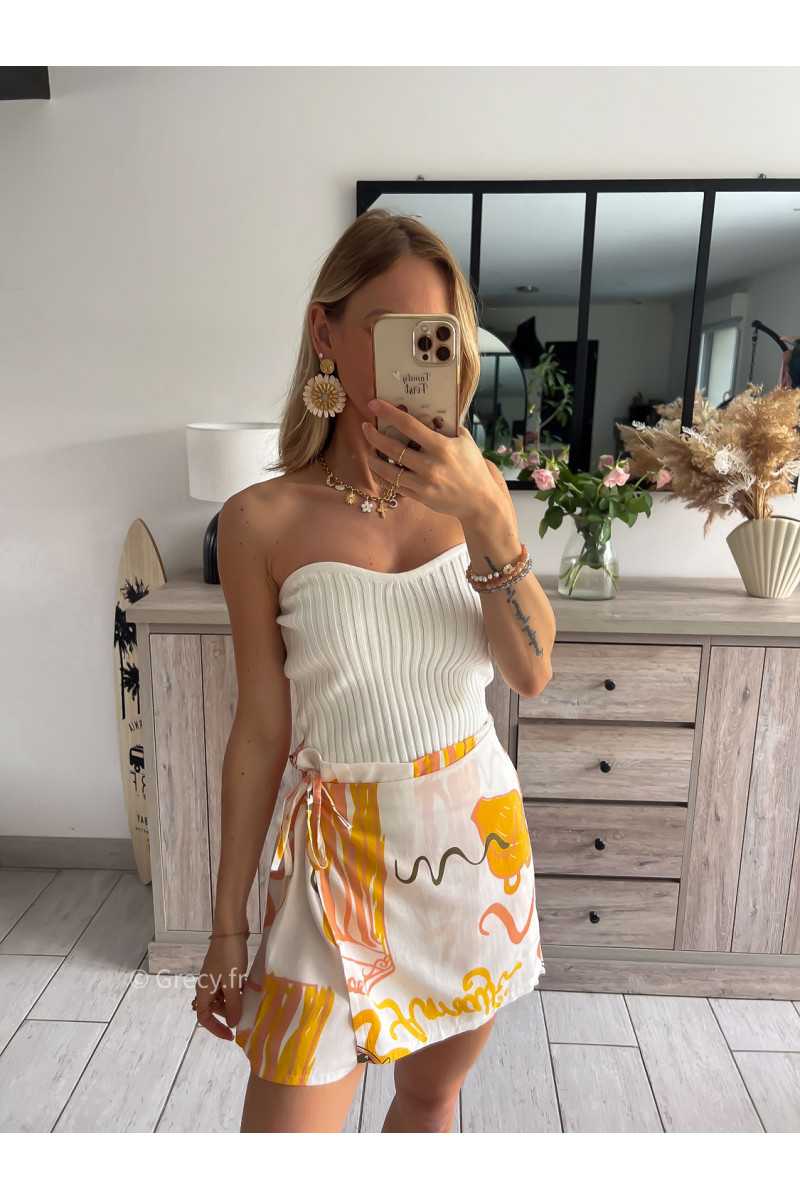 top bustier blanc maille grecy mode tendance look été 2024