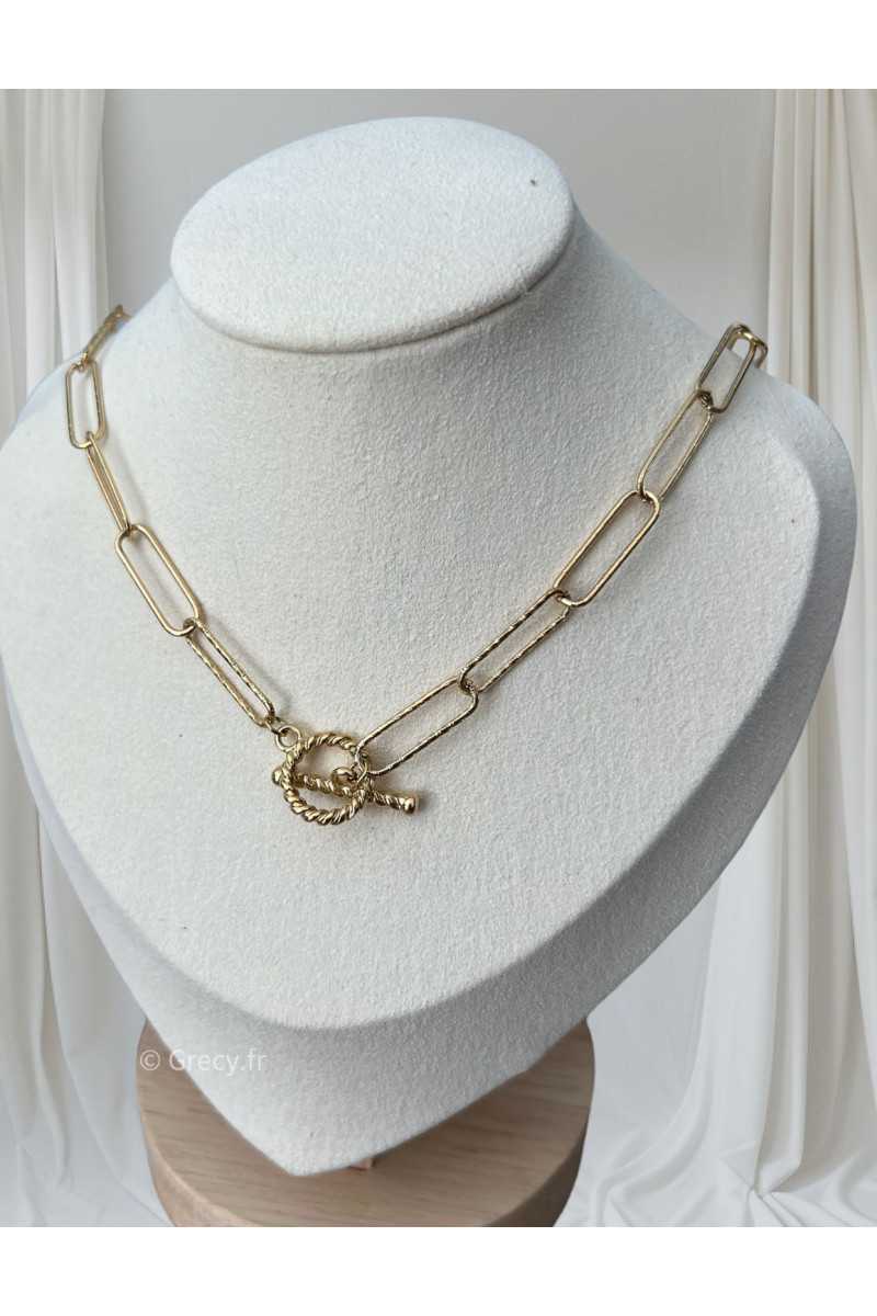 collier creation maille chaine charms pendentifs charm's grecy bijoux acier inoxydable