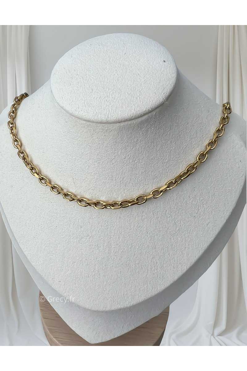 collier creation maille chaine charms pendentifs charm's grecy bijoux acier inoxydable