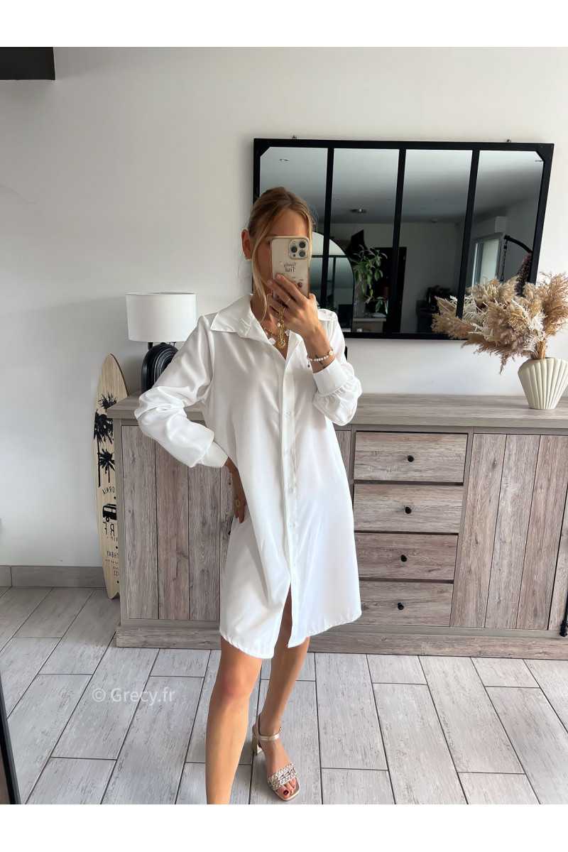 Longue chemise blanche grecy look tenue mode tendance