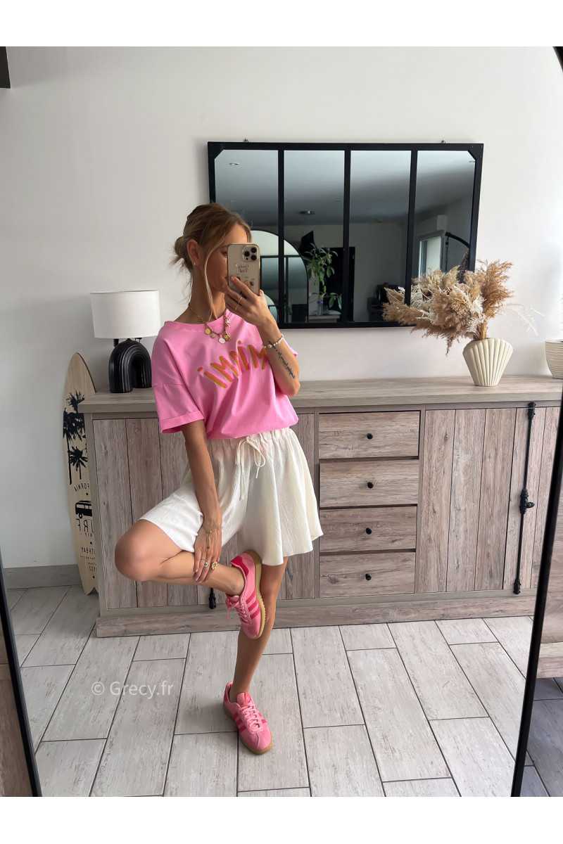 t-shirt Miami rose grecy look tenue mode tendance