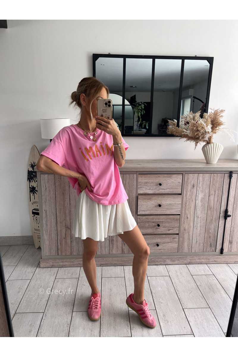t-shirt Miami rose grecy look tenue mode tendance
