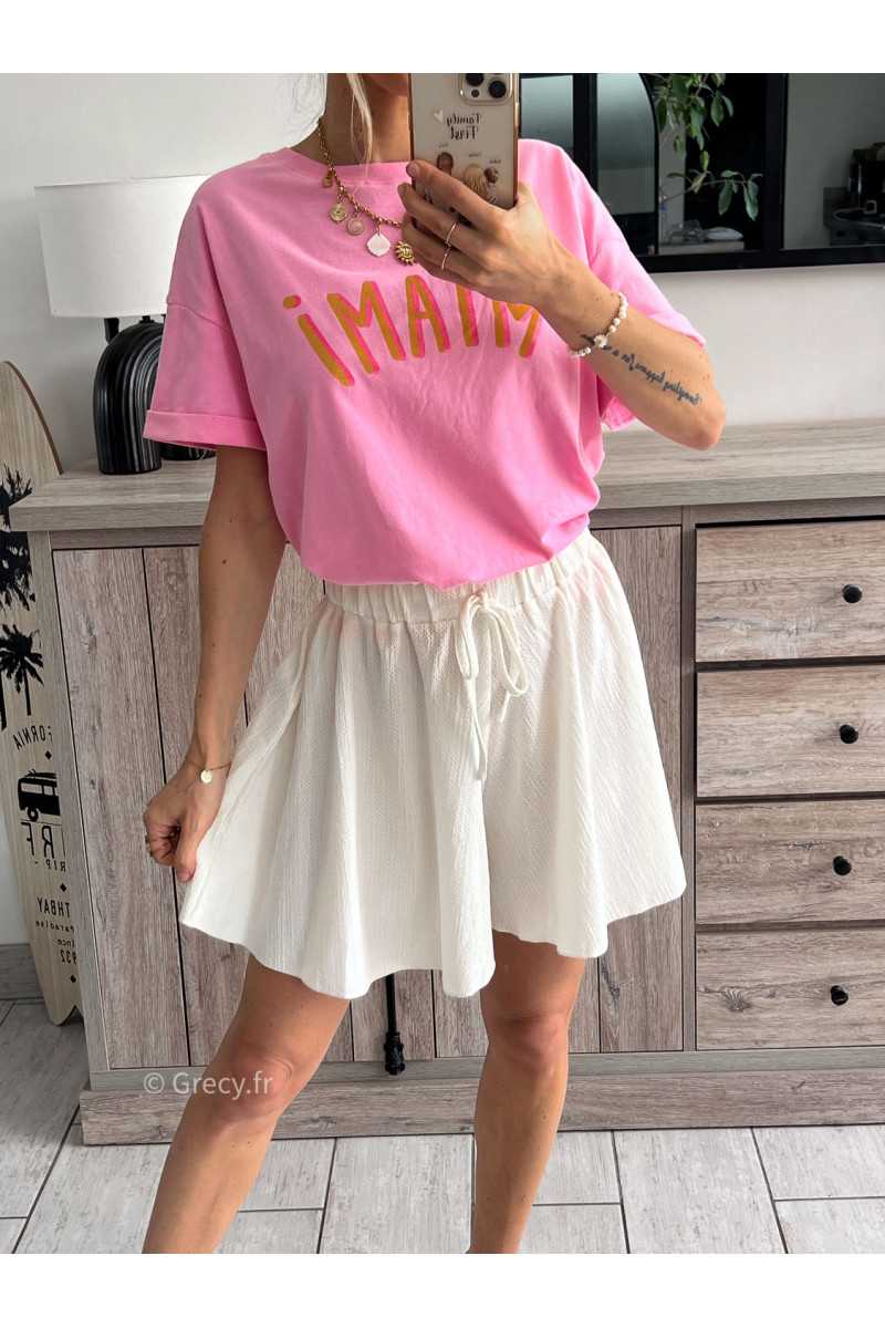 short écru blanc fluide été grecy look tenue mode tendance