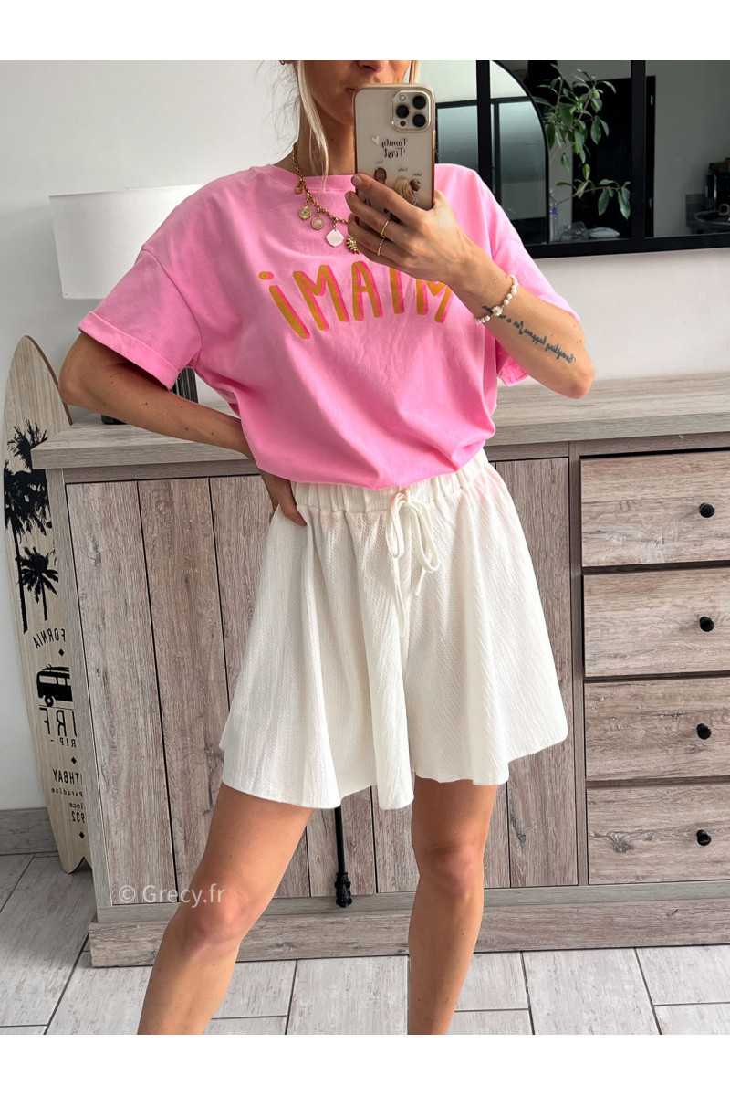short écru blanc fluide été grecy look tenue mode tendance