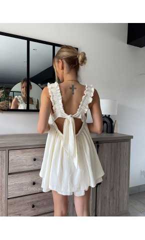 top dos nus noeud écru blanc fluide été grecy look tenue mode tendance