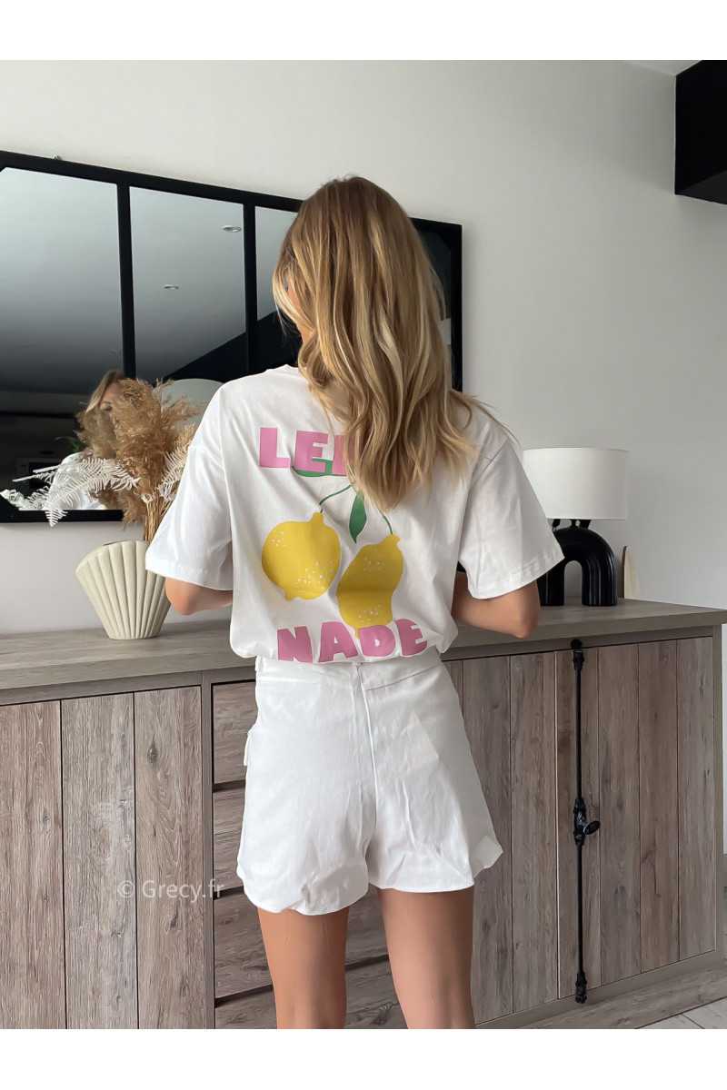 t-shirt blanc citons citron fruits grecy look tendance mode