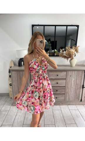 robe courte fleurie rose grecy look tendance mode