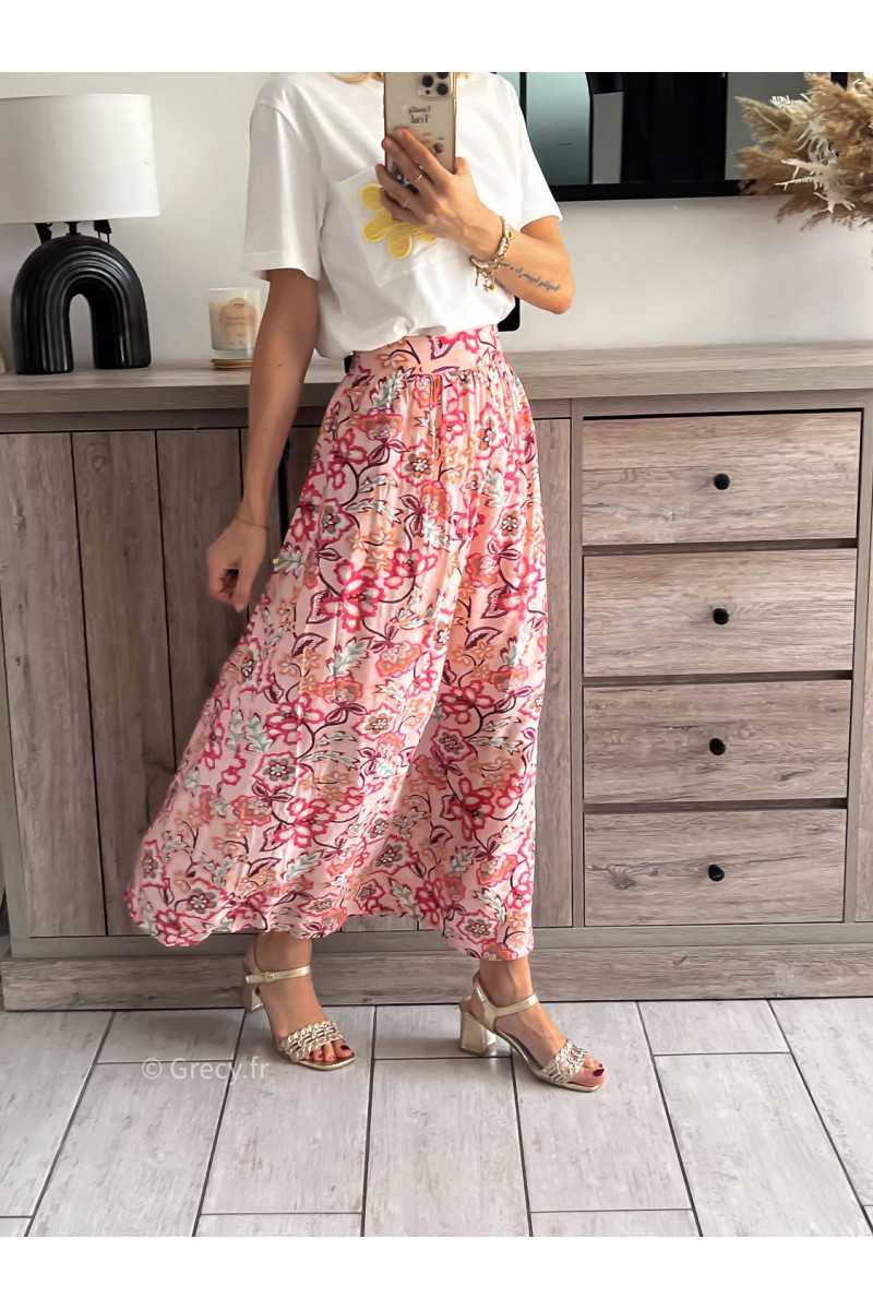 Jupe longue fleurie rose grecy mode tendance outfit look