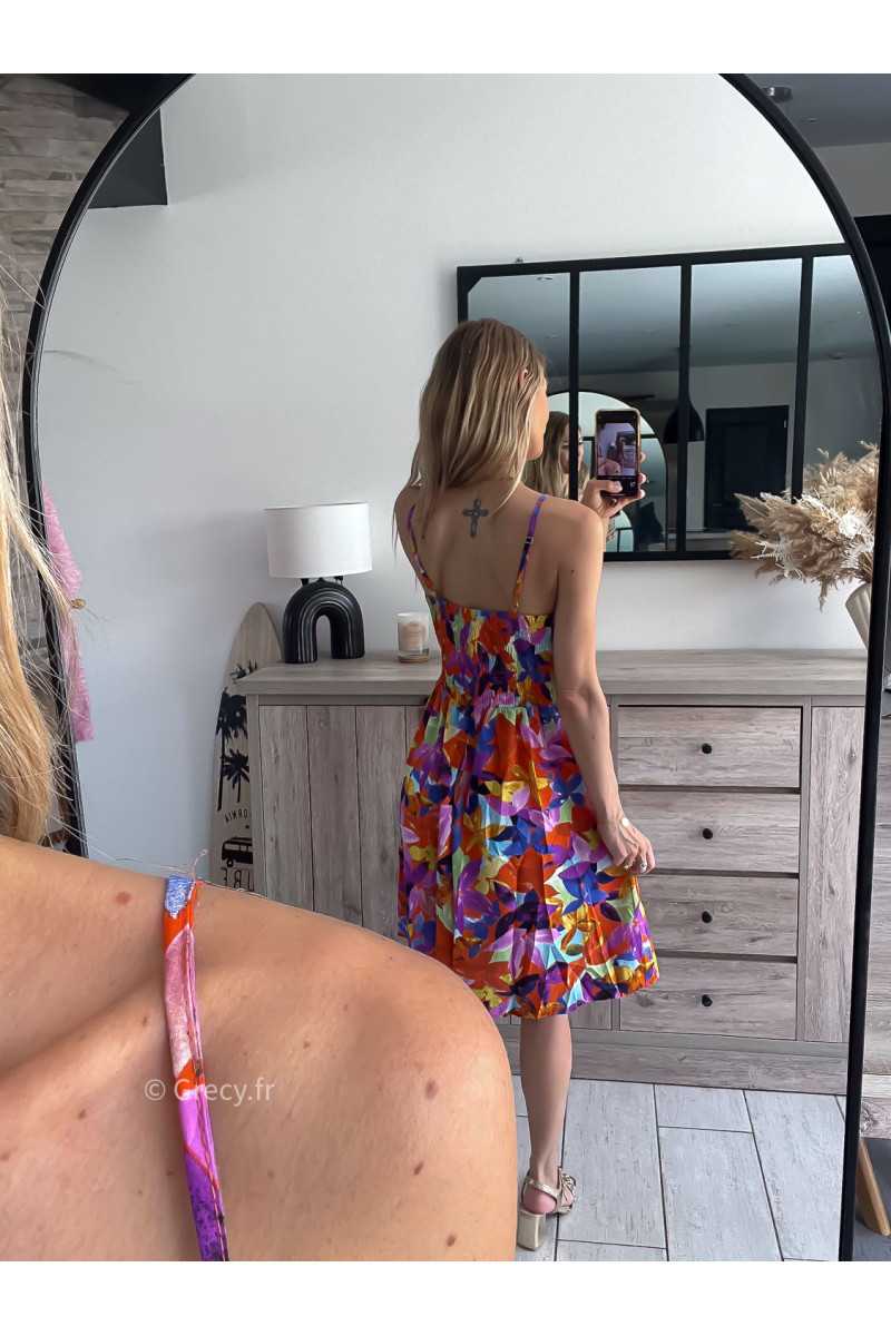 Robe courte coloree fines bretelles reglables Taille S Couleur Multicolore