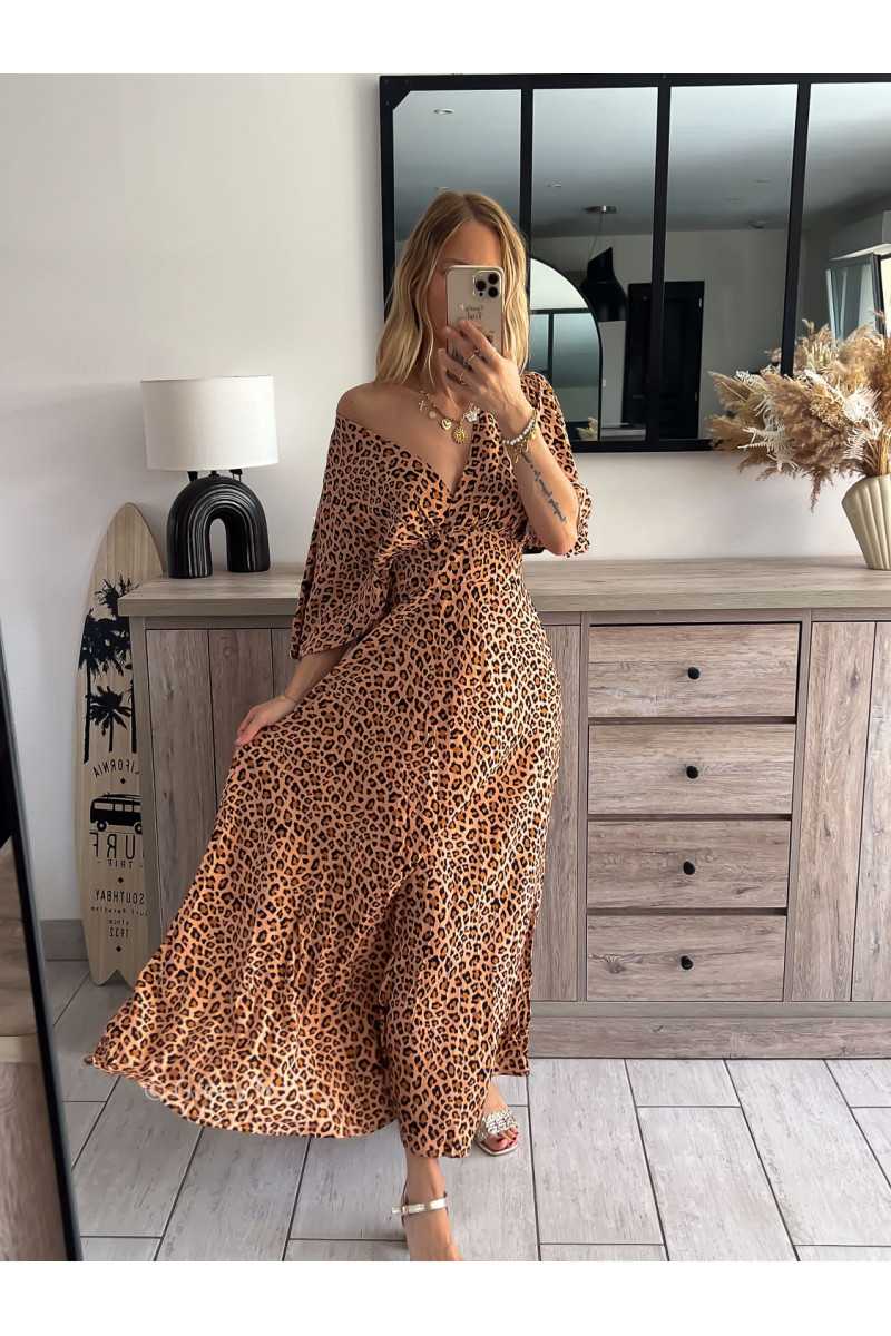 Robe longue leopard grecy mode tendance outfit look