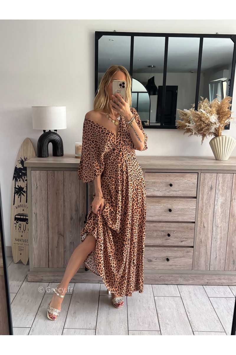 Robe longue leopard grecy mode tendance outfit look
