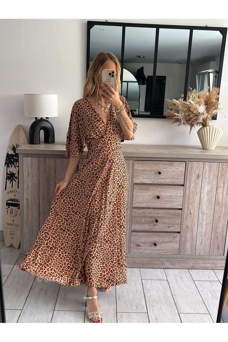 Robe longue leopard grecy mode tendance outfit look
