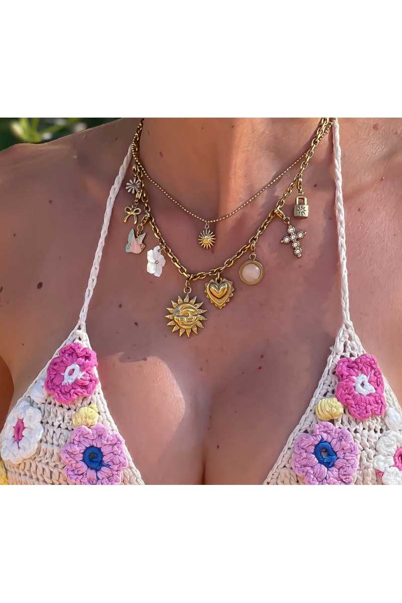 Collier mini soleil doré acier inoxydable grecy bijoux