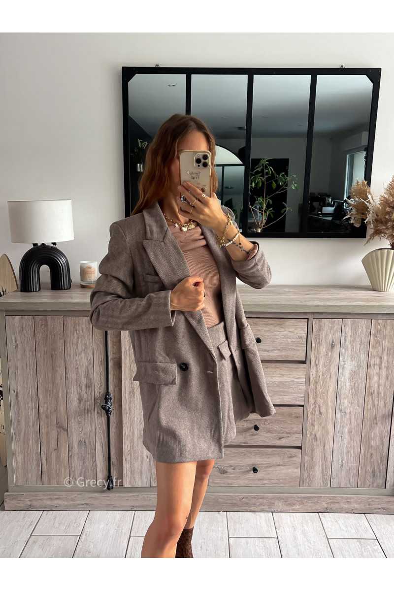 blazer oversize marron chevron laine hiver tendance automne rentrée 2024 style mode ootd grecy