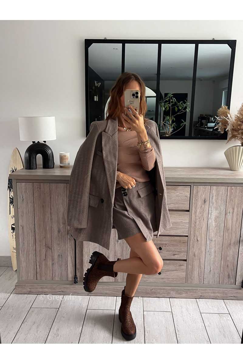 blazer oversize marron chevron laine hiver tendance automne rentrée 2024 style mode ootd grecy
