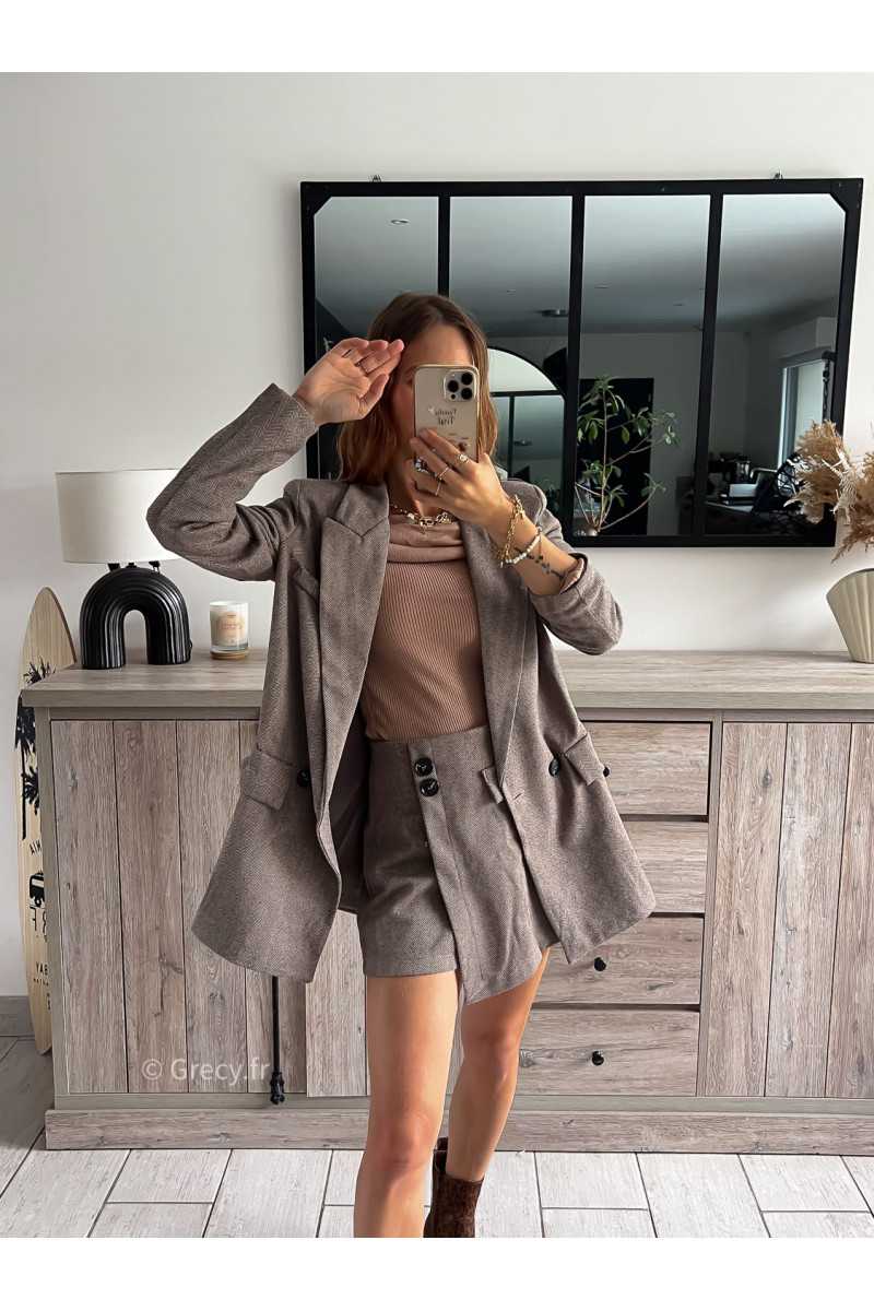 blazer oversize marron chevron laine hiver tendance automne rentrée 2024 style mode ootd grecy