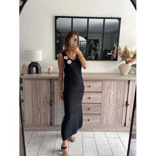 Robe longue Estelle noire crochet