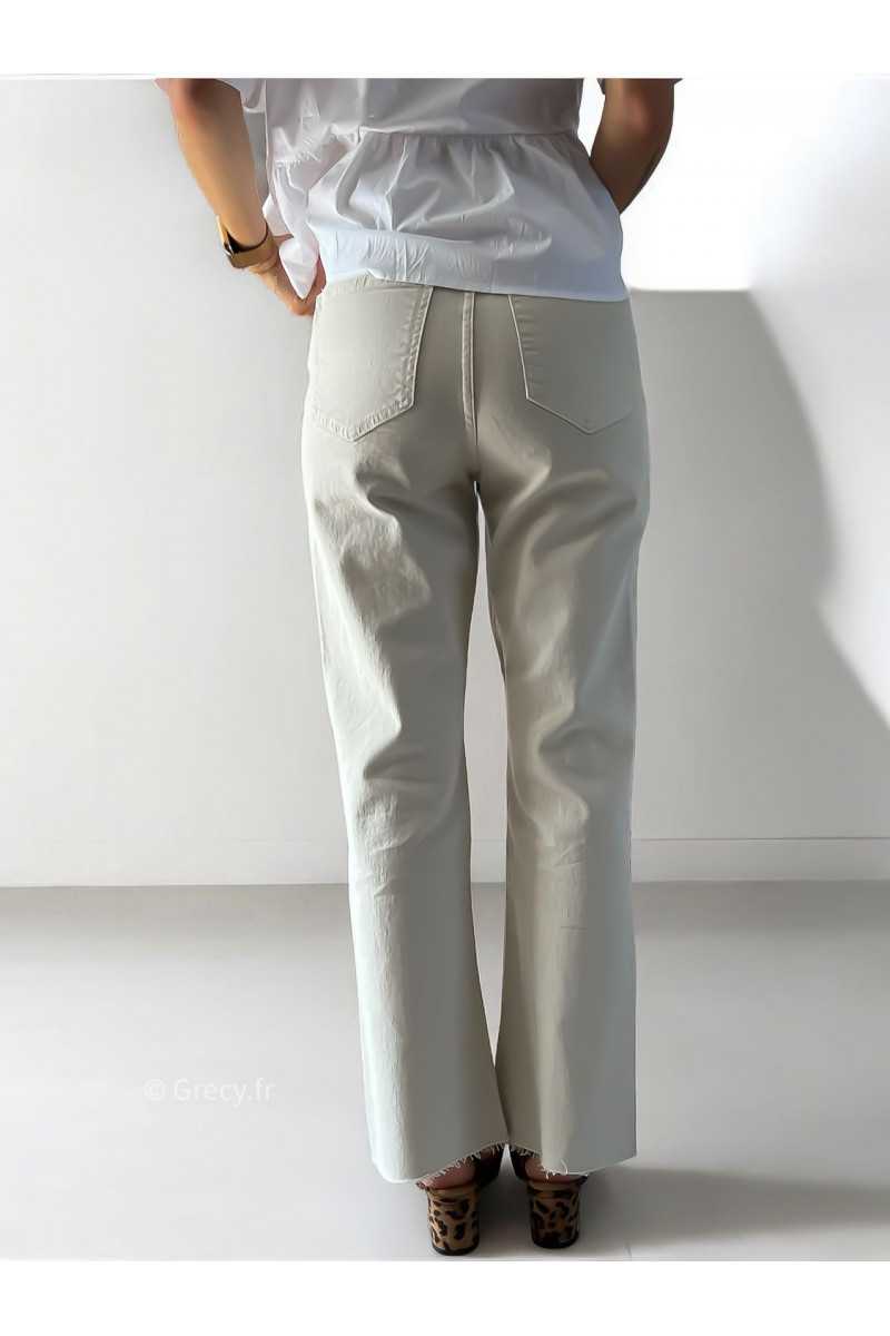 Jean écru cropped flare beige chic tendance automne rentrée 2024 style mode ootd grecy