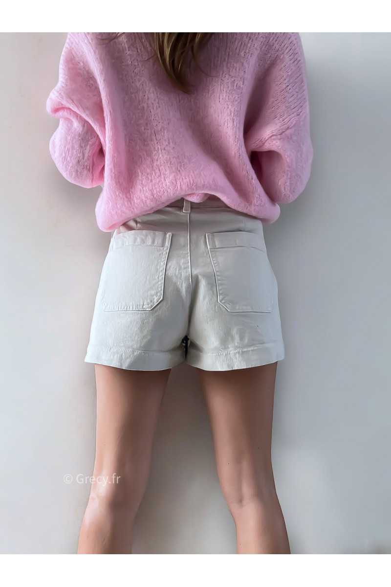 short jean denim beige ecru clair tendance automne rentrée 2024 style mode ootd grecy